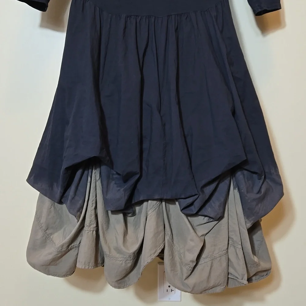 Luna Luz Women's Dress Size Medium Bubble Tie Hem Dip Dye Hippie Festival Cotton - Picture 7 of 15